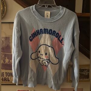 Cinnamoroll Sanrio Knit Sweater Light Blue Kawaii Graphic M unisex
